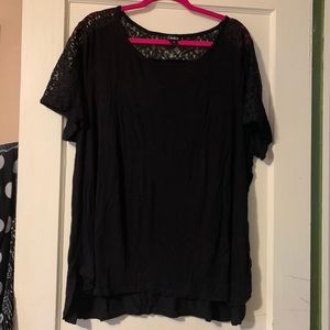 Simply Emma Black Short Sleeve Top with Lace